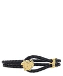 Versace bracelet men hibiscus DG05579-DMTN_D41O Black leather bangle armlet