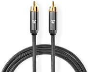 Nedis Premium Subwoofer kabel - Metalgrå - 3 m