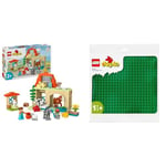 LEGO DUPLO Town Caring for Animals at the Farm Toys for Toddlers, Farmhouse & 10980 DUPLO Green Building Base Plate, Construction Toy for Toddlers and Kids, Build and Display Board