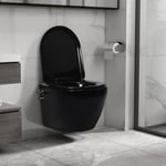 WC suspendu avec fonction de bidet - VIDAXL - Céramique Noir - Sans rebord - 36cm profondeur - 77cm hauteur