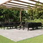 vidaXL loungesæt til haven 11 dele med hynder aluminium antracitgrå