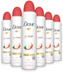 6 x 150ml Dove Apple & White Tea Scent Deodorant Spray Antiperspirant 0% Alcohol