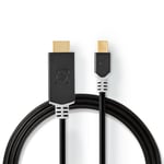 Nedis Mini Displayport-kabel | DisplayPort 1.4 | Mini DisplayPort Han | HDMI ™ -kontakt | 48 Gbps | Gull belagt | 2.00 m | Rund | PVC | Antrasitt | Vindus boks
