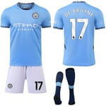 Manchester City Hemma Barn & Vuxen Fotbollströja Kit med Strumpor 2024-2025 No.17 DE BRUYNE No.17 DE BRUYNE 16