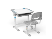 Ergonomiskt barnskrivbord med manuell höjdjustering och Ergo Office-stol, blå, max 75 kg, ER-418
