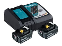 Makita DC18RC - Batteriladdare + batteri 2 x - Li-Ion - 5 Ah - 90 Wh - 1 x batterier laddas