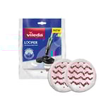 Vileda Recharge Looper pour Balai spray électrique Looper de Vileda, pack de 2, Microfibres nettoyantes blanches et rouges, Recharge officielle compatible pour Balai Spray électrique Looper de Vileda