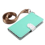 Scratch Resistant Genuine Leather Case Horizontal Flip Leather Case Receipt Signal Well With Card Slots and Lanyard for IPhone 11 (Color : Mint Green)