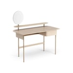 Swedese Luna skrivebord med skuffe, hylde og spejl Eg hvidpigmenteret