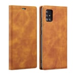 ZCDAYE Wallet Case for Samsung Galaxy A51,Samsung Galaxy A51 Cover,Premium PU Leather Folio Flip Cover with Kickstand and Card Slots,Shockproof Folding Case for Samsung Galaxy A51-Brown