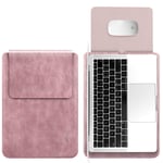 TECOOL 15 inch Laptop Sleeve Leather Case, Microfiber PU Case Water-Resistant Protective Cover Sleeve for MacBook Pro 15 A1398 / A1707 / A1990, 2019 MacBook Pro 16 A2141, MateBook D 15 - Old Rose