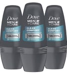 3 x Dove Men Cool Fresh Anti-Perspirant Deodorant Roll-On 50ml