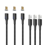 Netdot Gen10 Micro Usb Câble De Charge Rrapide Magnétique En Nylon Tressé Avec Del Latérale Compatible Avec Périphérique Android(1.5M / 3 Pack Noir)[Q3476]