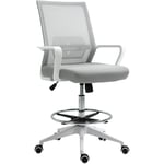 HOMCOM Fauteuil de bureau chaise assise haute réglable dim. 64L x 59l 104-124H cm pivotant 360° maille respirante gris - Gris