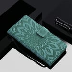 Qiaogle Phone Case for LG K4 2017 / K8 2017 - Sun Flower Embossing PU Leather Stand Wallet Flip Case Cover - KT50 / Green