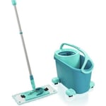 LEIFHEIT Clean Twist M Ergo mobile 52121 Kit de nettoyage sol - Balai à plat lave sol avec housse, seau à essorage facile, roulettes
