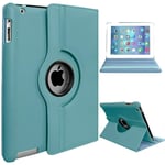 For Apple iPad Air 2/2nd Generation 2014 A1566 A1567 360 Degree Swivel Stand Smart Protective Cover(Turquoise)