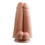 Tom Finland Two Cocks One Hole 9.25 Inch Flesh Dildo Dual Dicks Suction Cup Cock