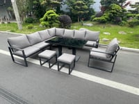 Aluminum Outdoor Garden Furniture Corner Sofa Chair 2 PC Stools Adjustable Rising Lifting Dining Table Sets 10 Seater