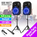 Karaoke House Party Speaker System with Lights, Microphone and Stands 600w VPS10