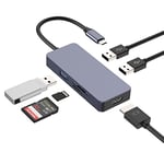 Adaptateur USB C Hub HDMI, 6 en 1 Adaptateur USB C de Base avec 3 USB, 4K HDMI, SD/TF pour MacBook Pro/Air M1/M2, iPad Pro, iPad Mini, Surface Pro/Go, Dell