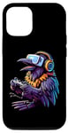 Coque pour iPhone 14 Crow Bird Gamer Casque de jeu vidéo
