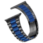 iitee Compatible with Apple Watch Strap 41mm 40mm 38mm, Light Resin with Stainless Steel Replacement Wristband for Apple iWatch SE Series 7 6 5 4 3 2 1 Women Men - Black+Dark Blue