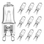 25W G9 Halogen Light Bulb Two Prong Looped Pins for Cabinet Lights, Landscape Lights, Desk and Floor Lamps, Wall Sconces, Dimmable, 230V, Warm White(2700k, 10pcs)