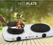 WHITE DOUBLE TWIN 2KW ELECTRIC HOB HOT PLATE TABLE TOP HOTPLATE PORTABLE COOKER
