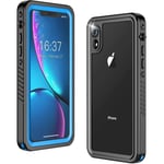 Temdan Case for iPhone XR Case, 2019 Designed 360 Full-Body Protection With Built-in Screen Protector Heavy Duty Shockproof Dustproof Rugged Bumper Case for iPhone XR (Blue/Clear)