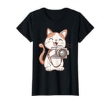 Kawaii Cat With Camera Photographer Funny Cute Photography T-Shirt