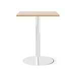 Cafébord Kvadrat - Runt pelarstativ, Storlek 60x60 cm, Bordsskiva Ek, Stativ Polerat stål