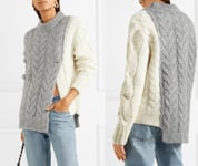 Moncler Knitwear Two-Tone Cable-Knit Sweater Jumper Knit Sweater Pullover New XS