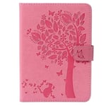 JINXIUCASE Creative Tree Cat Embossed Design PU Leather Auto Sleep/Wake Stand Cover for Amazon Kindle Paperwhite 1/2/3 Kindle 958 (Model: DP75SDI) (Color : Pink)