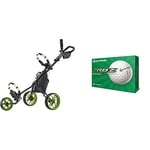Caddytek CaddyLite 11.5 V3 3 Wheel Golf Push Cart - Lightweight, Easy To Fold & TaylorMade RBZ Soft Dozen Golf Balls, White,2021