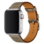 Apple Watch Series 5 44mm cross texture genuine leather watch band - Grey