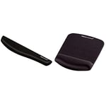 Fellowes PlushTouch Keyboard Wrist Rest, Featuring Microban Antimicrobial Protection, Black & PlushTouch Mouse Mat with Wrist Support Featuring Microban Antimicrobial Protection, Black