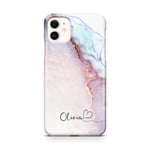 Personalised Watercolour Marble Name with Heart Phone Case for Apple iPhone 12 Pro Max - 5. Blue & Purple Marble