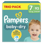 Couches Bébé Baby Dry 15+ Kg Taille 7 Pampers - Le Pack De 93 Couches