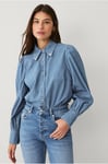 Ellos Collection - Jeansblus Med Pärlor - Blå