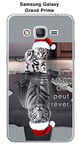 Onozo Coque Samsung Galaxy Grand Prime - SM-G531F Design Chat Tigre Blanc Bonnet Et Alors !
