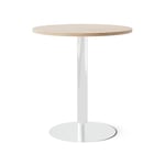 Cafébord Runt, Storlek Ø70 cm, Bordsskiva Ek, Stativ Polerat stål