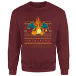 Pokemon Charizard Christmas Jumper - Burgundy - XS - Burgundy