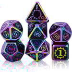 7 stycken metall RPG-tärningar, rollspel DND Polyhedral D&D