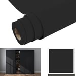 Adhesive Back Film 40X300cm self-Adhesive Wallpaper Glossy PVC Leather Wallpaper Thickened Furniture Wardrobe Back Glue Waterproof and Oil Proof (Two Colors) (Black)