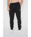 Nike Mens Repeat Taping Logo Fleece Cuffed Joggers in Black Cotton - Size X-Large