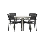 Venture Home Matgrupp Lina med 4 Santorini Stolar Dining Table - Beige Round 120 cm _1+ Arm C GR22741
