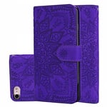 N/A CHERUISI IPhone Case Calf Pattern Double Folding Design Embossed Leather Case With Wallet & Holder & Card Slots For IPhone 8 & 7(Black) (Color : Purple)