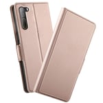 NOKOER Case for HTC Desire 20 Pro, Flip Leather Wallet Cover, 360 Degree Leather Protective Ultra Thin Phone Case, Case With Card Holder for HTC Desire 20 Pro - Rose gold