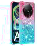 SKALO Xiaomi Redmi A3 Kvicksand Glitter Hjärtan TPU-skal - Rosa-Turkos multifärg